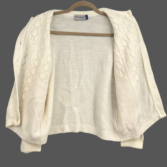VTG Diversity Sport Cardigan Sweater Women S/M P Vanilla Girl White Grannycore - Picture 8 of 12